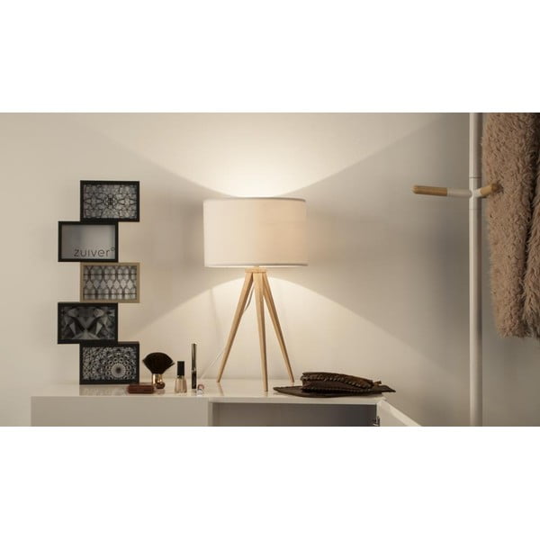 Baltas trikojis medinis stalinis šviestuvas Zuiver, ø 28 cm-image-2