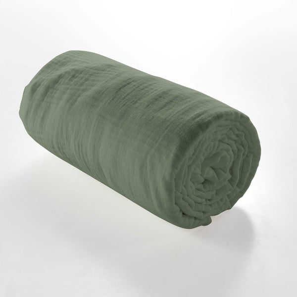 Iš muslino paklodė khaki spalvos su guma 160x200 cm Angelia – douceur d'intérieur-image-2