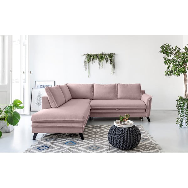 Rožinės spalvos sofa-lova Miuform Charming Charlie L, kairysis kampas-image-1
