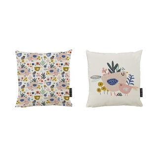 2 medvilninių dekoratyvinių pagalvėlių rinkinys Butter Kings Bird Family, 50 x 50 cm