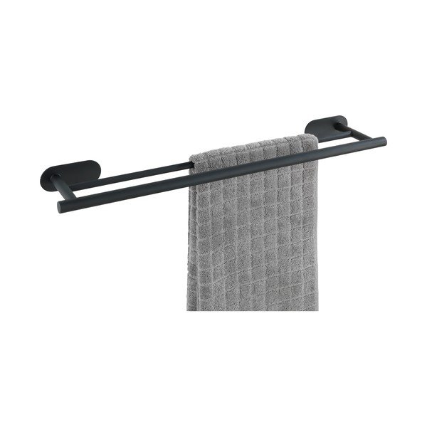 Matinės juodos spalvos Wenko Orea Rail Duo Turbo-Loc® dvigubas sieninis nerūdijančio plieno rankšluosčių laikiklis-image-3
