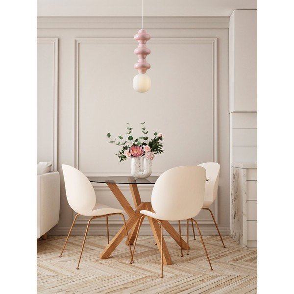 Baltos spalvos/šviesiai rožinės spalvos iš keramikos kabantis šviestuvas ø 18 cm su stiklo gaubtu Clio – Nova Luce-image-2