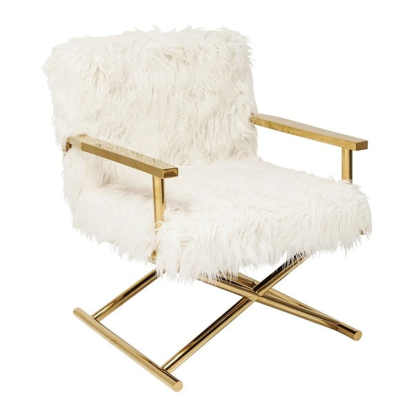 Baltas fotelis su auksinėmis detalėmis "Kare Design Mr Fluffy