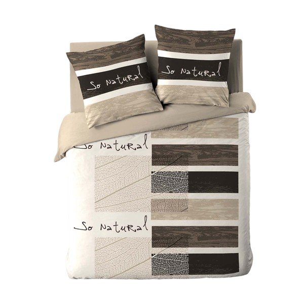 Rudos spalvos iš medvilnės dvigulė/itin ilga patalynė 3 dalių 240x220 cm So Natural – douceur d'intérieur