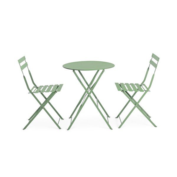 Šalavijo spalvos iš plieno sodo valgomojo komplektas 2 žmonėms Austin – Bizzotto