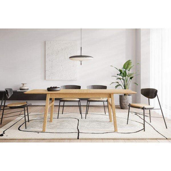 Prailginamas valgomojo stalas su papildomu stalviršiu iš ąžuolo 90x180 cm Curved – Woodman-image-2