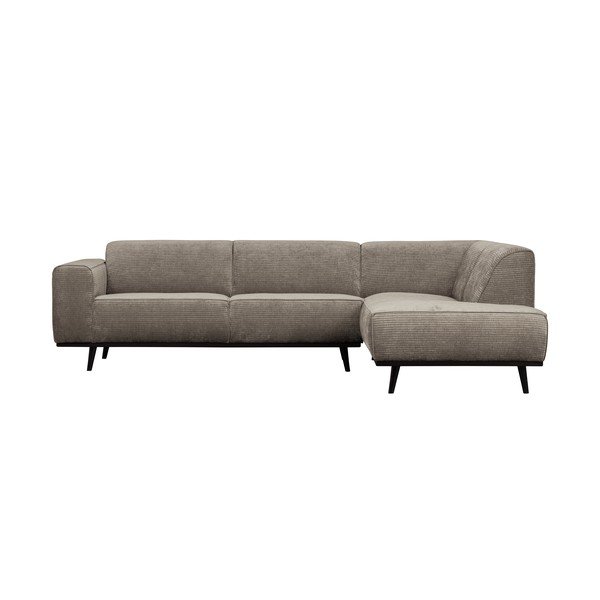 Šviesiai pilkos spalvos iš kordinio velveto kampinė sofa (su dešiniuoju kampu/„L“ formos) Statement – WOOOD