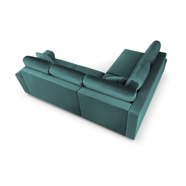 Smaragdinės spalvos iš velveto sulankstoma/su sandėliavimo vieta kampinė sofa (su kairiuoju kampu/„L“ formos) Kyoto – Cosmopolitan Design-image-4