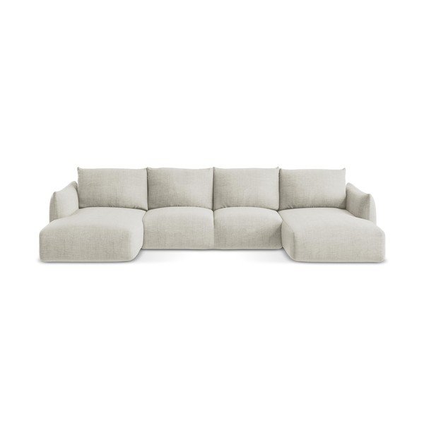 Smėlio spalvos sulankstoma kampinė sofa („U“ formos) Leila – Makamii