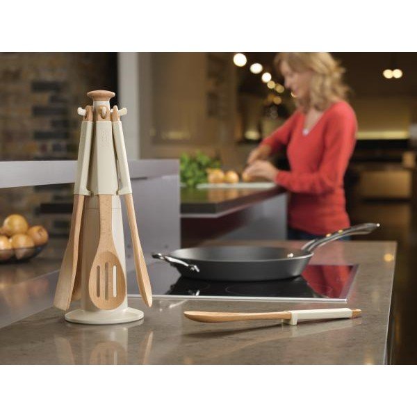 "Elevate" medinis karuselinis įrankių stovas, smėlio spalvos-image-1