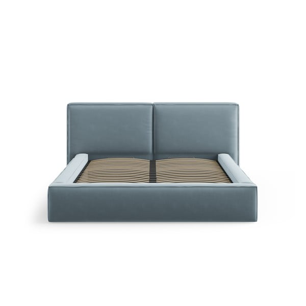 Iš aksomo dvigulė lova šviesiai mėlynos spalvos audiniu dengta su sandėliavimo vieta su lovos grotelėmis 180x200 cm Arendal – Cosmopolitan Design-image-3