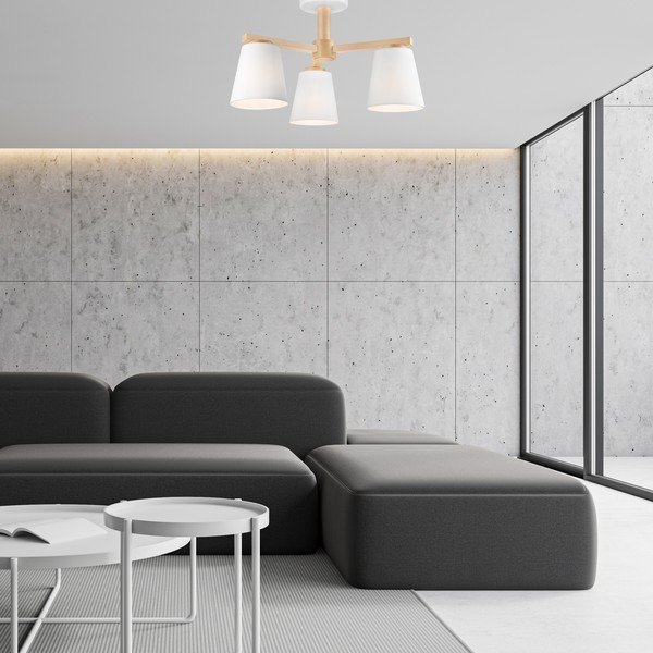 Lubinis šviestuvas baltos spalvos ø 15 cm su tekstiliniu gaubtu Ellie – LAMKUR-image-2