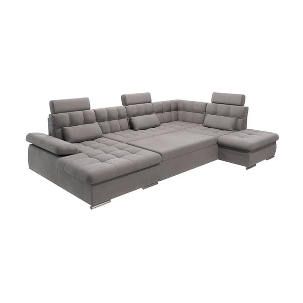 Pilkos spalvos sulankstoma/su sandėliavimo vieta kampinė sofa (su dešiniuoju kampu/„U“ formos) Merkur – Ropez-image-2