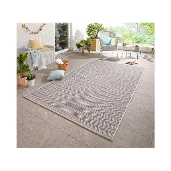 Pilkos ir smėlio spalvos lauko kilimas NORTHRUGS Caribbean, 140 x 200 cm-image-4