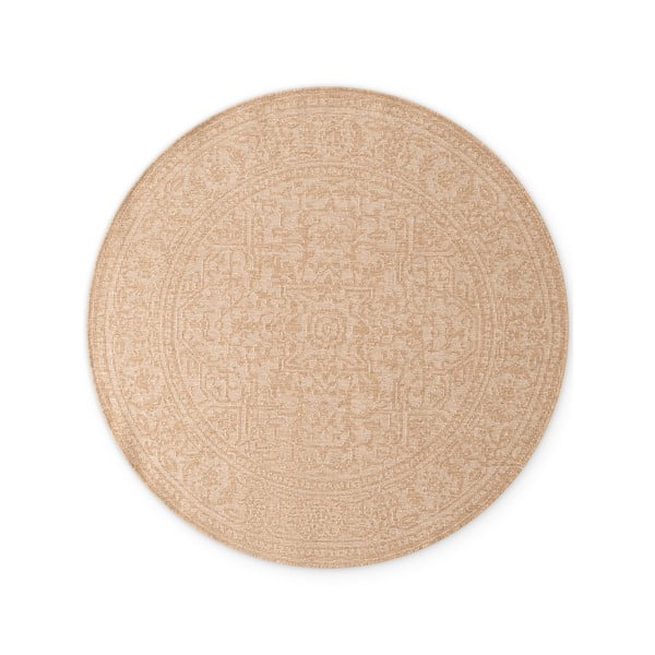 Smėlio spalvos/dramblio kaulo spalvos apvalios formos lauko ir vidaus kilimas ø 160 cm Duet Kona – NORTHRUGS