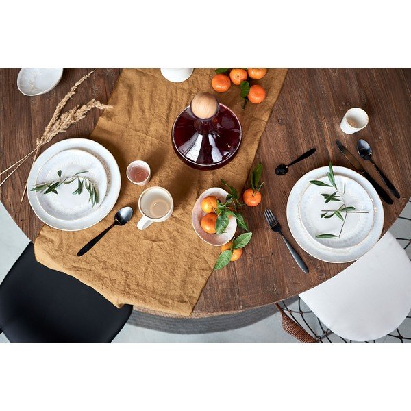 Geltonos spalvos lininis stalo bėgikas Blomus, 45 x 140 cm-image-4