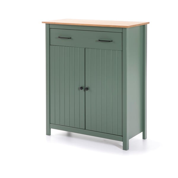 Iš pušies masyvo aukšta šoninė spintelė žalios spalvos/natūralios spalvos 90x110 cm Miranda – Marckeric-image-2
