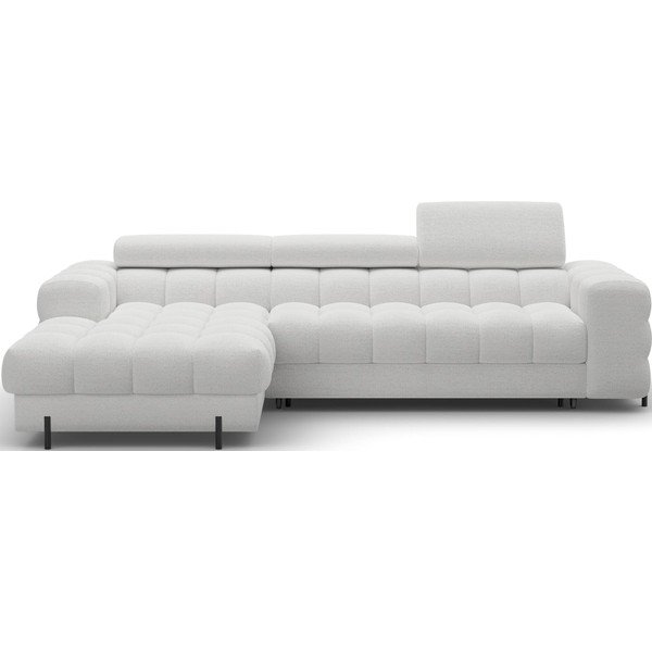 Pilkos spalvos kampinė sofa iš boucle (su kairiuoju kampu/su gultu) Felro – ELTAP