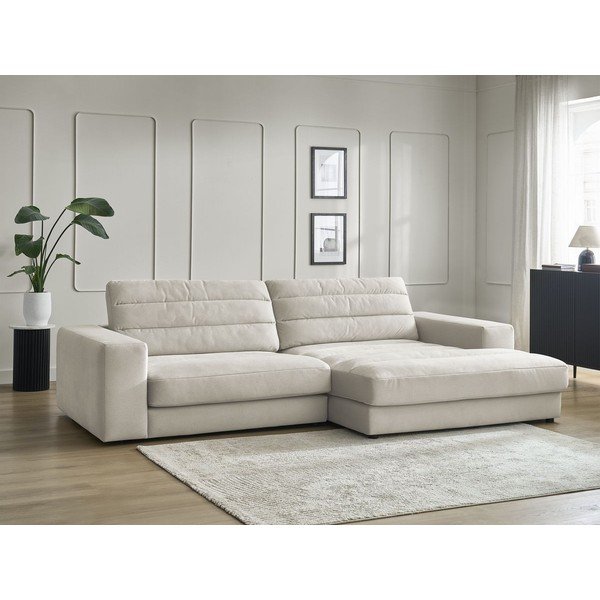 Smėlio spalvos kampinė sofa iš velveto (su dešiniuoju kampu/su gultu) Sierra – Bobochic Paris-image-1