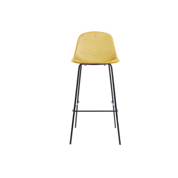 Geltonos spalvos "Leitmotiv Diamond Mesh Bar Chair" kėdė