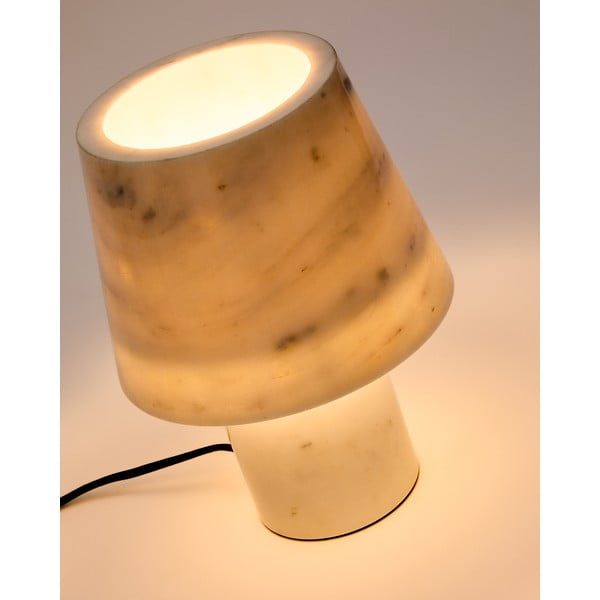 Dramblio kaulo spalvos iš marmuro stalinis šviestuvas (aukštis 27 cm) su marmuriniu gaubtu Alaro – Kave Home-image-2