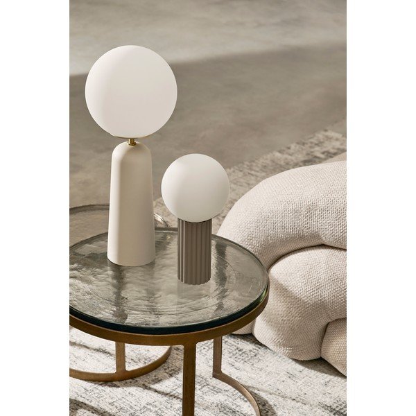 Baltos spalvos iš metalo stalinis šviestuvas (aukštis 51 cm) su stiklo gaubtu Delphine – Bizzotto-image-1