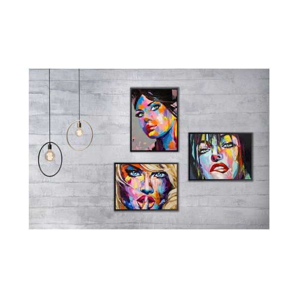 3 sieninių paveikslų rinkinys "Tablo Center Pop Art