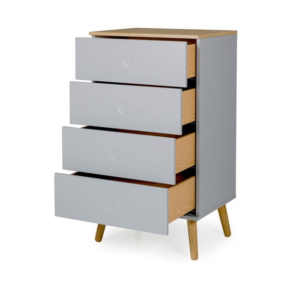 Pilka komoda su ąžuolinėmis kojomis Tenzo Dot, plotis 55 cm-image-3