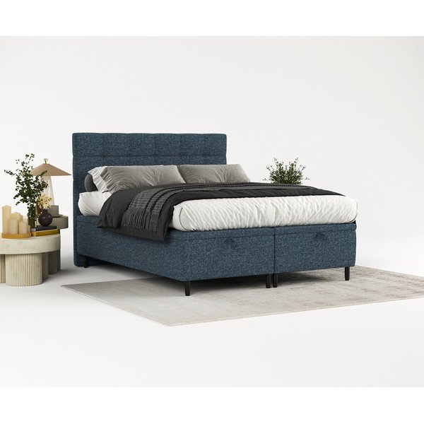 Dvigulė lova tamsiai mėlynos spalvos audiniu dengta su sandėliavimo vieta 180x200 cm Senses – Maison de Rêve-image-1