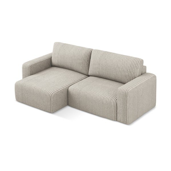 Smėlio spalvos sulankstoma/su sandėliavimo vieta kampinė sofa iš kordinio velveto (su kairiuoju kampu/su gultu) Kona – Makamii-image-3