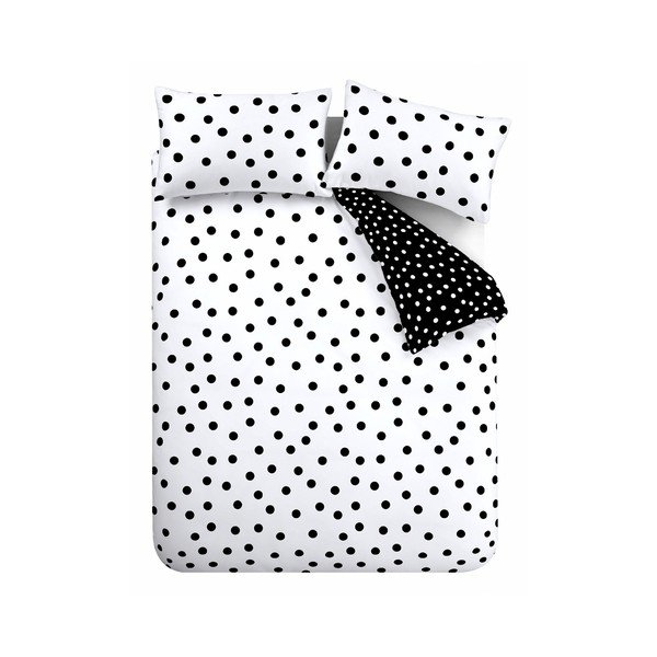 Juodos ir baltos spalvos viengulė patalynė 135x200 cm Polka Dot – Catherine Lansfield