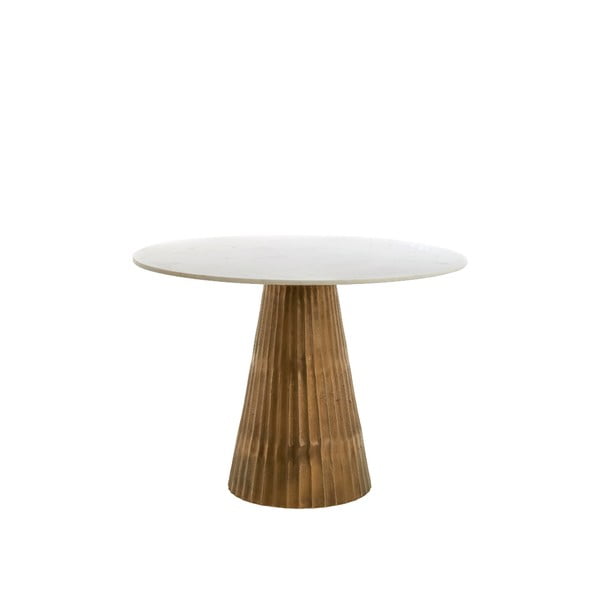 Apvalios formos valgomojo stalas baltos spalvos/bronzinės spalvos su marmuro dekoro stalviršiu ø 100 cm Leyda – Light & Living-image-4