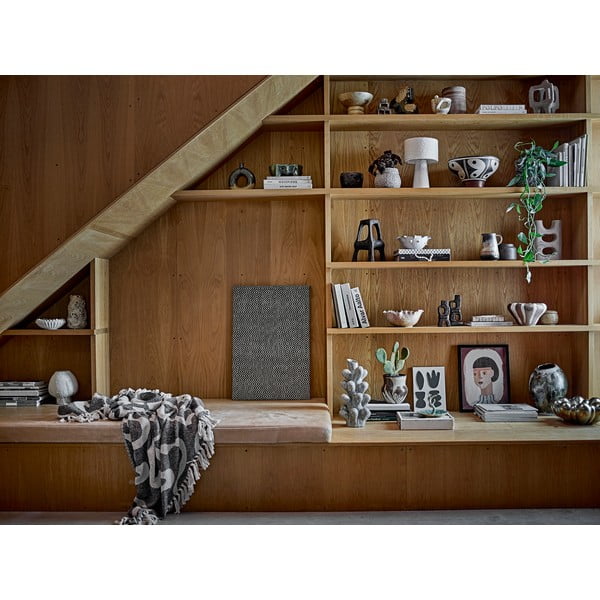 Juodos spalvos/smėlio spalvos iš perdirbtos medvilnės antklodė ir pledas 130x160 cm Salobre – Bloomingville-image-4