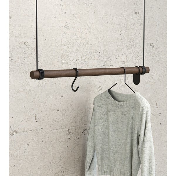 Rudos spalvos iš ąžuolo masyvo sieninė lentyna 80 cm Swing M – LIND DNA-image-1