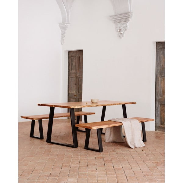 Valgomojo stalas natūralios spalvos su akacijos stalviršiu 90x180 cm Alaia – Kave Home-image-3