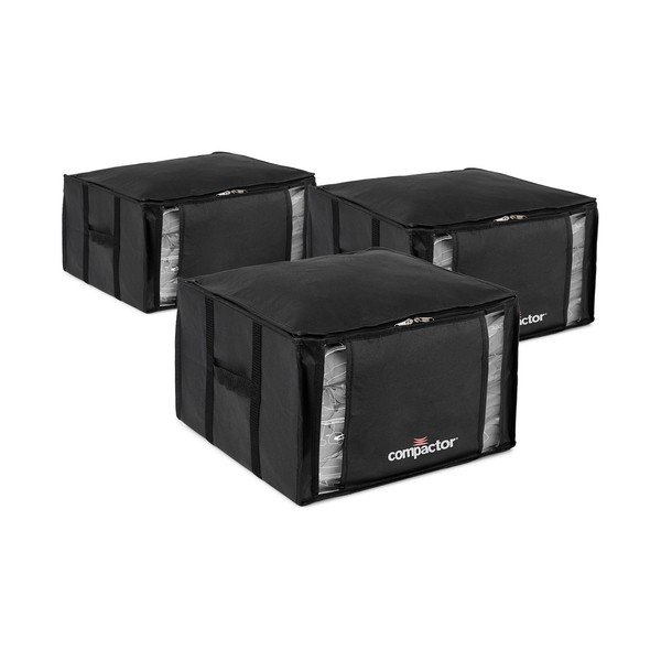 Vakuuminės juodos spalvos iš plastiko daiktadėžės 3 vnt. 42x40x25 cm Black Edition – Compactor-image-2