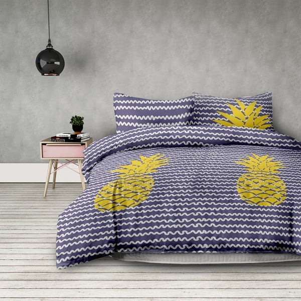 Dvivietės lovos paklodė "AmeliaHome Pineapple", 200 x 200 cm + 80 x 80 cm