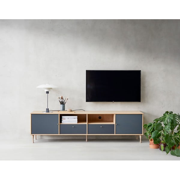 Ąžuolinė pilkos spalvos TV spintelė Mistral 233-image-1