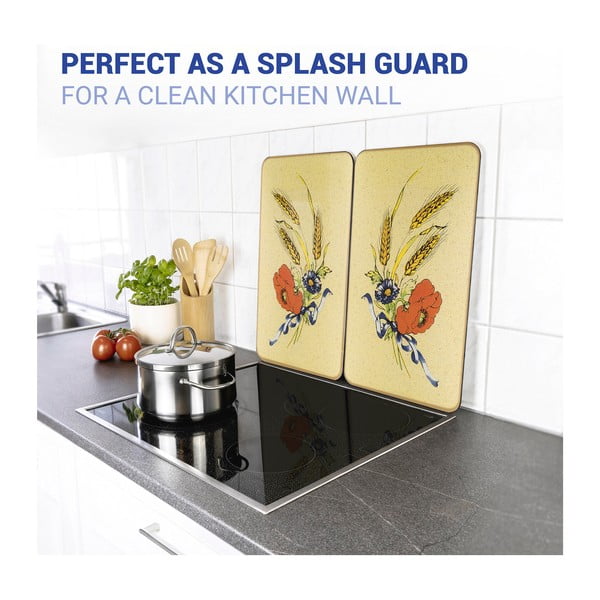 2 viryklių dangčiai iš grūdinto stiklo 52x30 cm Corn-Flowers - Maximex-image-4