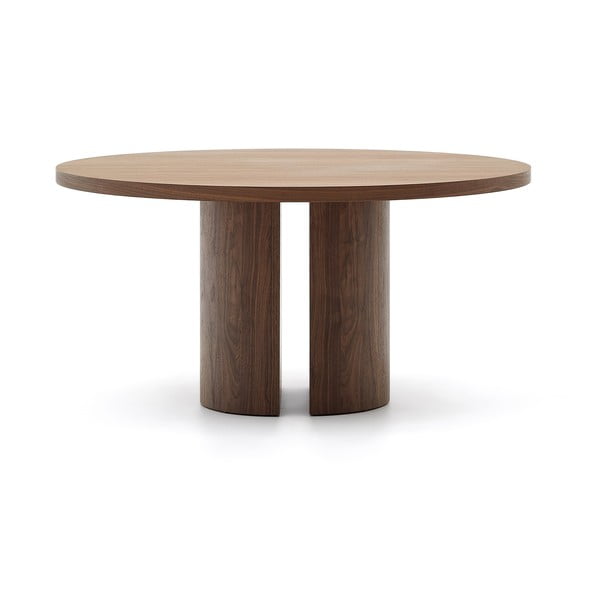 Apvalios formos valgomojo stalas rudos spalvos iš riešutmedžio ø 150 cm Nealy – Kave Home