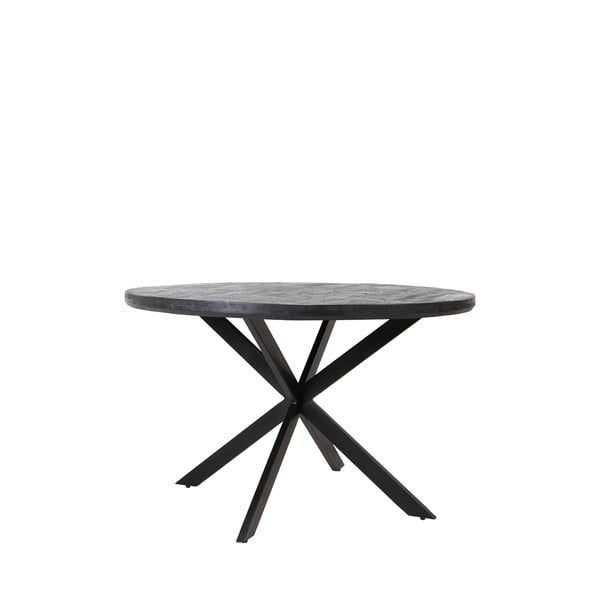 Apvalios formos valgomojo stalas juodos spalvos su akacijos stalviršiu ø 120 cm Yellov – Light & Living-image-2