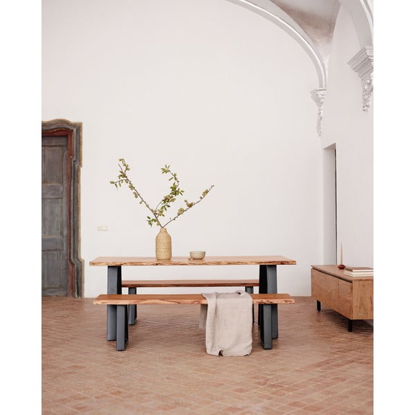 Valgomojo stalas su akacijos stalviršiu 90x160 cm Alaia – Kave Home-image-1