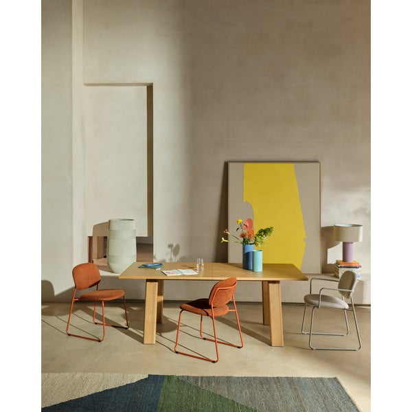 Prailginamas valgomojo stalas su papildomu stalviršiu su ąžuolo dekoro stalviršiu 95x200 cm Arlen – Kave Home-image-1