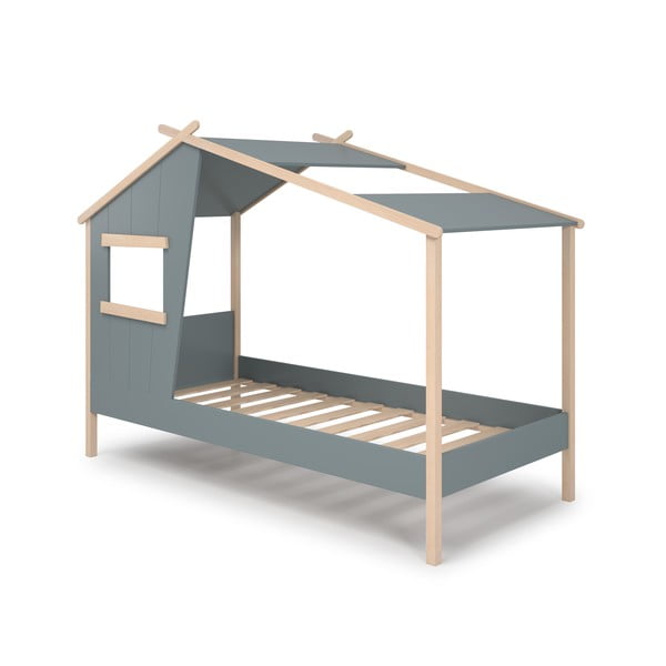 Pilkai žalios spalvos naminė iš pušies masyvo vaikiška lova su lovos grotelėmis 90x190 cm Luba – Marckeric-image-3