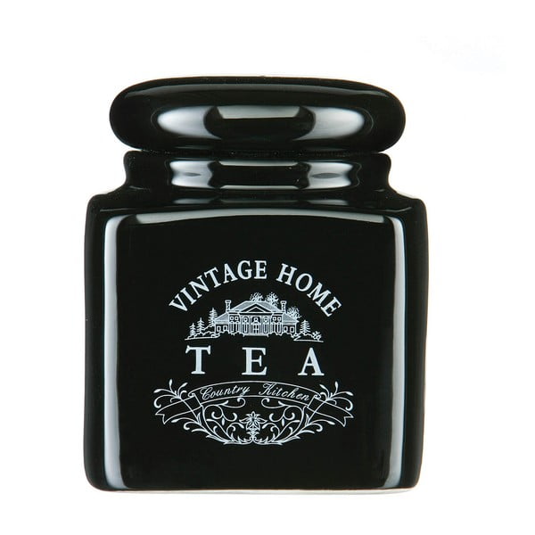 Juodos keramikos arbatos dėžutė Premier Housewares Vintage Home