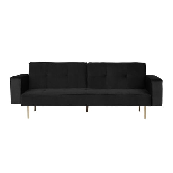 Juodos spalvos aksominės išvaizdos sofa-lova "Monobeli Calum