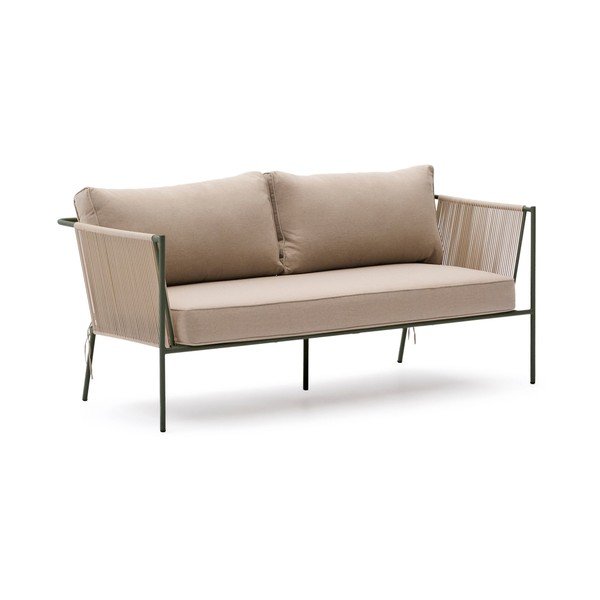 Žalios spalvos/smėlio spalvos iš audinio sodo sofa Zivia – Kave Home-image-2