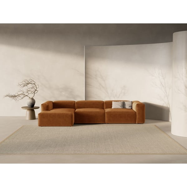 Raudonos plytų spalvos kampinė sofa (su kairiuoju kampu/su gultu) Bergamo – Cosmopolitan Design-image-1