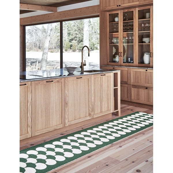 Žalios spalvos/kreminės spalvos lauko kilimas 70x250 cm Poppy Oregano – Pappelina-image-1