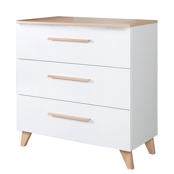 Su vystymo stalu vaikiška šoninė spintelė baltos spalvos iš ąžuolo 88,5x99x76 cm Léon – Roba-image-4